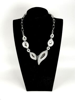 Vintage Montreal Spoutnik Silver Tone Marquise Modernist Statement Necklace